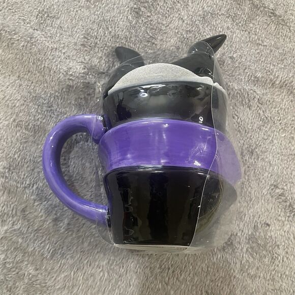 Disney Maleficent Mug With Topper New with tiny Chip Villains 5" x 7 " Purple - Picture 7 of 11